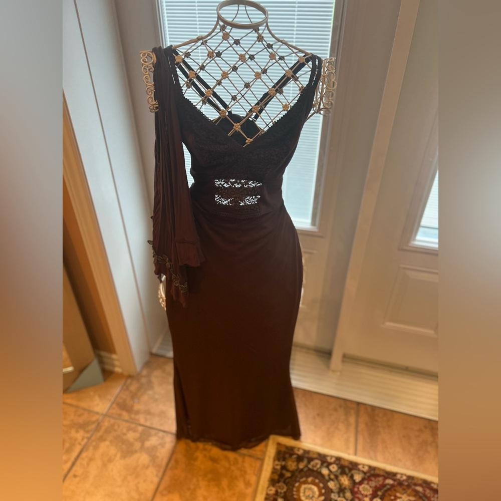 Elegant Brown fishtail skirt large size